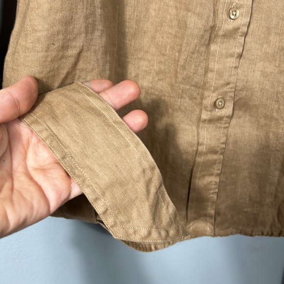 LAUREN RALPH LAUREN Women's Tan Linen Belted Utility Shirt size small - Picture 12 of 14